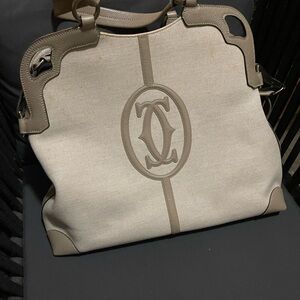 Cartier Beige Canvas and Leather Tote Bag